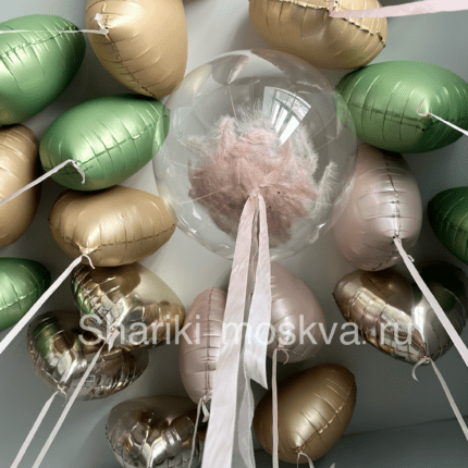 Шары сердца сатин и баблс